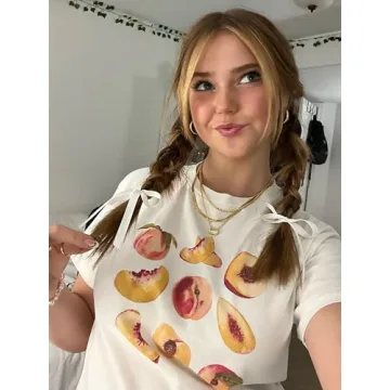 Vintage Peaches Printed Graphic Tee for Women - Comfort & Style