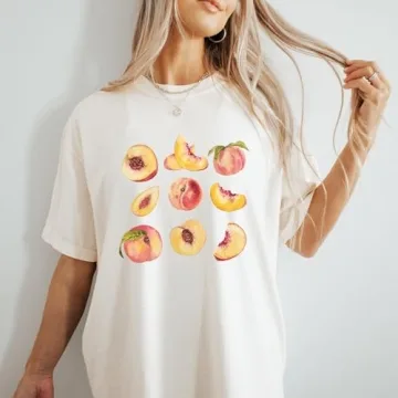 Vintage Peaches Printed Graphic Tee for Women - Comfort & Style
