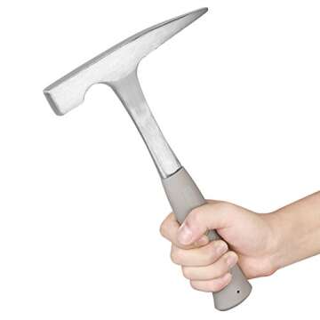EFFICERE 22-Ounce All Steel Rock Pick Hammer with Pointed Tip, 11-Inch Overall Length | Essential for Geological Study, Rock Hounding, Prospecting, Mining, Fossil Dig, Masonry Related and Much More