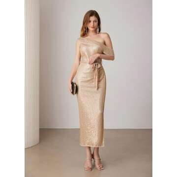GRACE KARIN Sequins Dress for Women 2024 One Shoulder Party Prom Maxi Dress Sparkly Long Evening Dre...