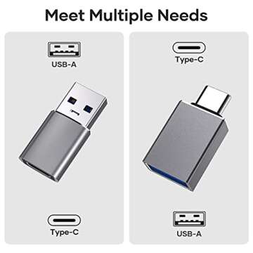 4 Pack USB C to USB Adapter (2 Pack) & USB to USB C Adapter (2 Pack), USB A to USB C 3.1 Adapter, Type C to USB Adapter Compatible with iPhone Samsung Google PC MacBook Pro Airpods iPad Laptop Tablet