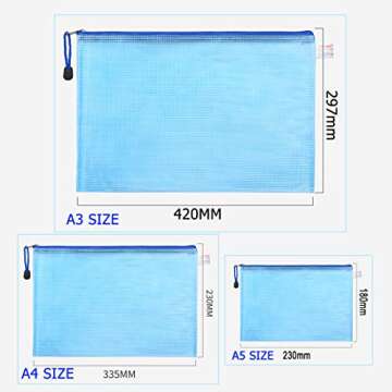 MerryNine Zipper Pouch Document Bag(5 Colors,10 Pack), Letter Size Waterproof Document Pouch with Card Pocket for School Office Supplies, Bill Storage，Cross Stitch Organizing Storage (A3A4A5Mixed)