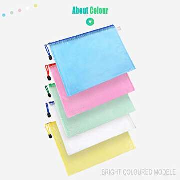 MerryNine Zipper Pouch Document Bag(5 Colors,10 Pack), Letter Size Waterproof Document Pouch with Card Pocket for School Office Supplies, Bill Storage，Cross Stitch Organizing Storage (A3A4A5Mixed)