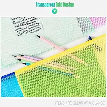 MerryNine Zipper Pouch Document Bag(5 Colors,10 Pack), Letter Size Waterproof Document Pouch with Card Pocket for School Office Supplies, Bill Storage，Cross Stitch Organizing Storage (A3A4A5Mixed)