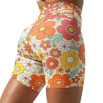 Aoxjox Trinity Workout Biker Shorts for Women Tummy Control High Waisted Exercise Athletic Gym Running Yoga Short 6" (Flower Print, XX-Large)