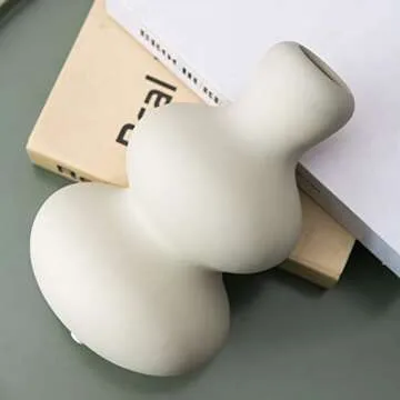 Tenforie Ceramic Vase for Modern Home Decor - Light Grey