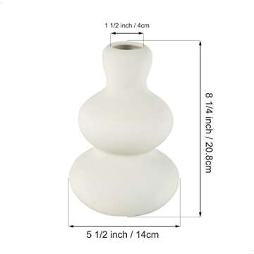 Tenforie Ceramic Vase, Modern Vase for Decor, Light Grey Vases for Home Decor Living Room, Decorative Terracotta Vase, Clay Vase for Dining Table