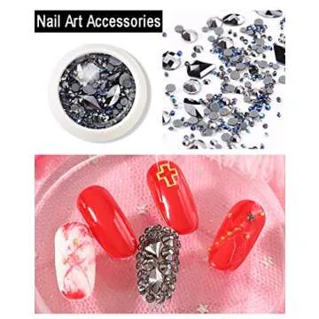 Ocealux Sparkle Nail Art Studs 6 Wheels Acrylic Nail Art Decorations Rhinestones Kit for Women DIY Nail Beauty Designs Gold Glittering Metal Nail Gems Jewels Manicure Tips Wraps Charms Accessories