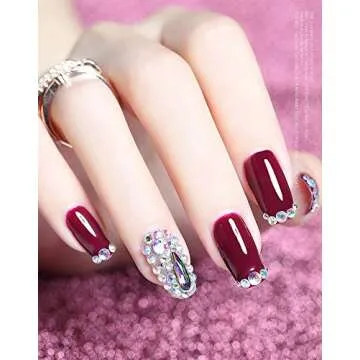 Ocealux Sparkle Nail Art Studs 6 Wheels Acrylic Nail Art Decorations Rhinestones Kit for Women DIY Nail Beauty Designs Gold Glittering Metal Nail Gems Jewels Manicure Tips Wraps Charms Accessories