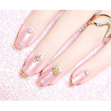 Ocealux Sparkle Nail Art Studs 6 Wheels Acrylic Nail Art Decorations Rhinestones Kit for Women DIY Nail Beauty Designs Gold Glittering Metal Nail Gems Jewels Manicure Tips Wraps Charms Accessories