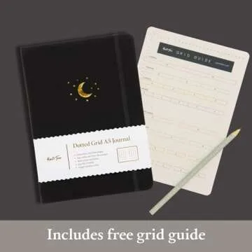 Yop & Tom Bullet Dotted Journal (A5) - Moon and Stars - Dot Grid Notebook With Extra Thick Paper (160 GSM) - Charcoal
