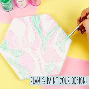 STMT D.I.Y. Geode Canvas Set, Contemporary Resin Activity Kit, Design Your Own Geometric Wall Art Decor, Unique Pour Paint Kit, Perfect DIY Home Decor Kit, Great Housewarming Gift, Multi, One Size