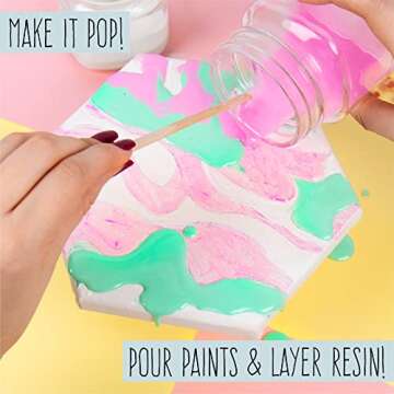 STMT D.I.Y. Geode Canvas Set, Contemporary Resin Activity Kit, Design Your Own Geometric Wall Art Decor, Unique Pour Paint Kit, Perfect DIY Home Decor Kit, Great Housewarming Gift, Multi, One Size