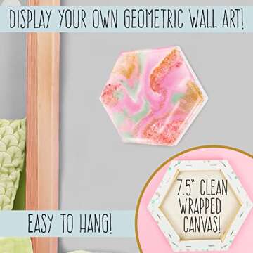 STMT D.I.Y. Geode Canvas Set, Contemporary Resin Activity Kit, Design Your Own Geometric Wall Art Decor, Unique Pour Paint Kit, Perfect DIY Home Decor Kit, Great Housewarming Gift, Multi, One Size