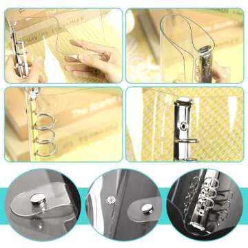 Newbested 2 Pack A5 Transparent Soft PVC 6 Holes Binder Notebook Covers,Snap Button Closure Refillable Notebook Round Ring Binder Cover Protector(Paper Not Included)