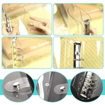 Newbested 2 Pack A5 Transparent Soft PVC 6 Holes Binder Notebook Covers,Snap Button Closure Refillable Notebook Round Ring Binder Cover Protector(Paper Not Included)