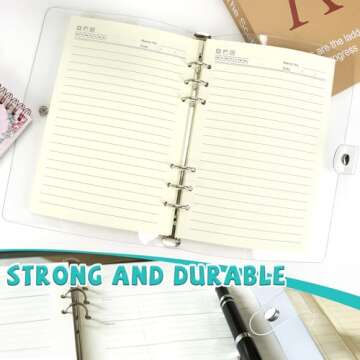 Newbested 2 Pack A5 Transparent Soft PVC 6 Holes Binder Notebook Covers,Snap Button Closure Refillable Notebook Round Ring Binder Cover Protector(Paper Not Included)