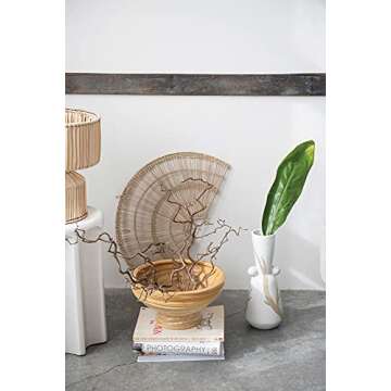 Bloomingville Banana Leaf Table, Hand Woven Lamp, Natural