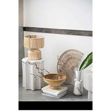 Bloomingville Banana Leaf Table, Hand Woven Lamp, Natural