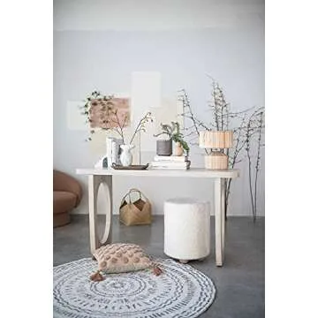 Bloomingville Banana Leaf Table, Hand Woven Lamp, Natural