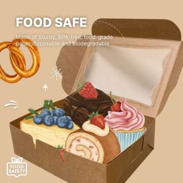 G GAMERIEND Kraft Paper Bakery Boxes - 12-Pack Pastry Boxes with Window for Cookies, Chocolate Cover...