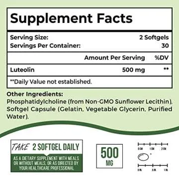 Ulmubra Liposomal Luteolin 500MG, Maximum Absorption, Potent Flavonoid, 60 Softgels, Luteolin Supplement, Non-GMO, Gluten Free