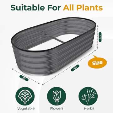 Utopia Home Galvanized Raised Garden Bed Kit 4x2x1ft, Planter Box Raised Garden Beds Outdoor, Easy A...
