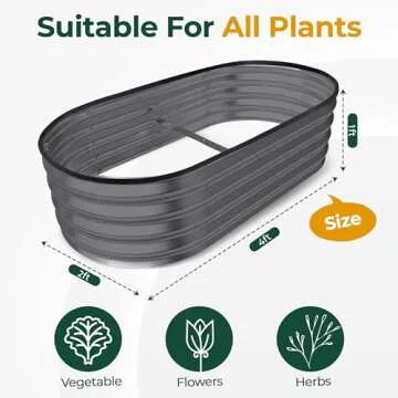 Utopia Home Galvanized Raised Garden Bed Kit 4x2x1ft, Planter Box Raised Garden Beds Outdoor, Easy A...