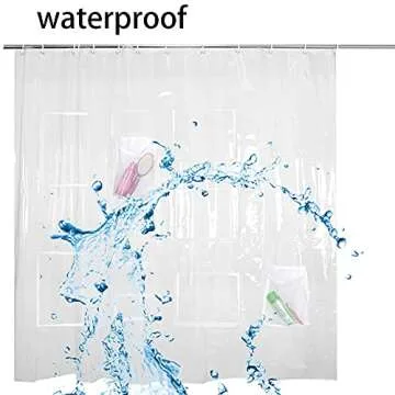 Mateda Waterproof Shower Curtain with 9 Mesh Pockets