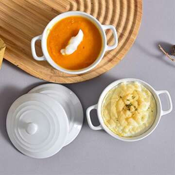 KVV Oven Safe Porcelain Ramekins Set of 4 for Baking