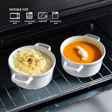 KVV Oven Safe Porcelain Ramekins Set of 4 for Baking