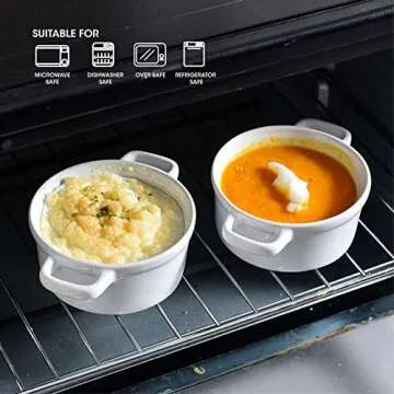 KVV Oven Safe Porcelain Ramekins Set of 4 for Baking