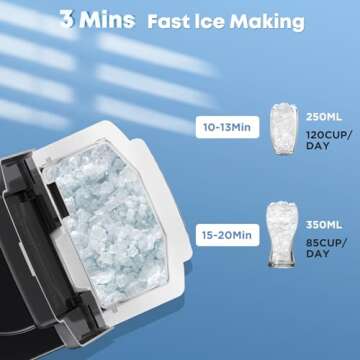 JINJUNYE Upgraded Nugget Ice Maker - 38LBS/Day, Chewable Ice Machine, Self-Cleaning, Portable
