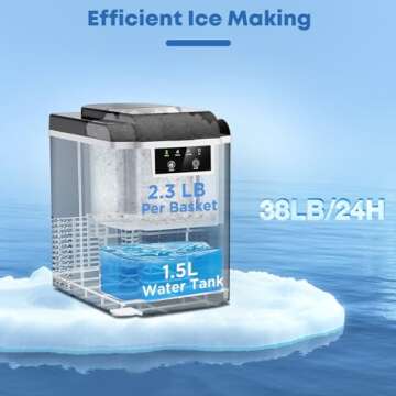 JINJUNYE Nugget Ice Maker - Portable & Efficient 38LBS