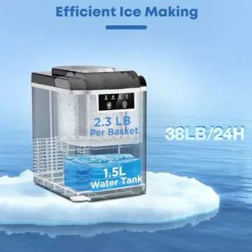 JINJUNYE Nugget Ice Maker - Portable & Efficient 38LBS