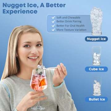 JINJUNYE Nugget Ice Maker - Portable & Efficient 38LBS