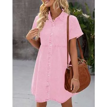 Luvamia Elegant Denim Babydoll Dress for Women 2023