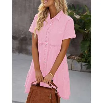 Luvamia Elegant Denim Babydoll Dress for Women 2023