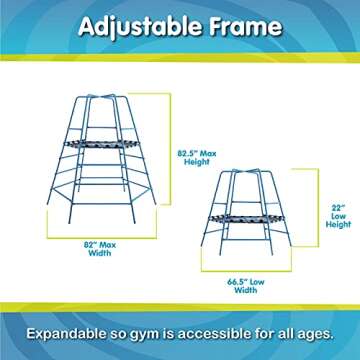 Explorer 2 Jungle Gym Climbing Set with Adjustable Steel Frame, Weather-Resistant Canopy & Platform, Outdoor Playset and Playground Equipment for Kids Ages 3-12, 220 lbs Capacity