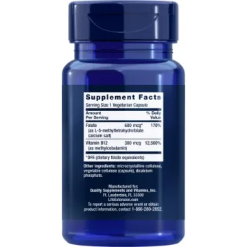 Life Extension BioActive Folate & Vitamin B12 High Absorption Capsules