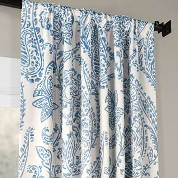 HPD Half Price Drapes Printed Room Darkening Curtains for Bedroom, Living Room 50 X 84 (1 Panel), BOCH-KC16072-84, Tea Time China Blue