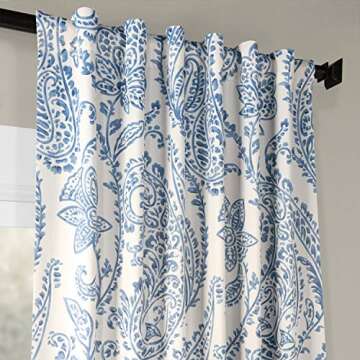 HPD Half Price Drapes Printed Room Darkening Curtains for Bedroom, Living Room 50 X 84 (1 Panel), BOCH-KC16072-84, Tea Time China Blue