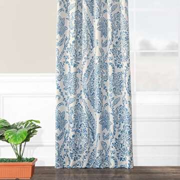 HPD Half Price Drapes Printed Room Darkening Curtains for Bedroom, Living Room 50 X 84 (1 Panel), BOCH-KC16072-84, Tea Time China Blue