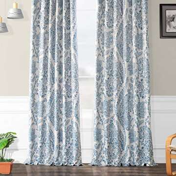 HPD Half Price Drapes Printed Room Darkening Curtains for Bedroom, Living Room 50 X 84 (1 Panel), BOCH-KC16072-84, Tea Time China Blue