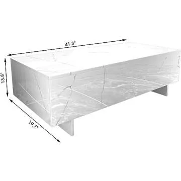 COSVALVE Living Room Furniture Set, High Gloss Rectangular Coffee Table & End Table, Smart and Contemporary Mid Century Coffee Table, Side Table Nightstand with Drawers, White