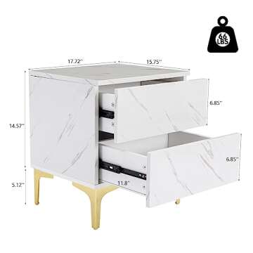 COSVALVE Living Room Furniture Set, High Gloss Rectangular Coffee Table & End Table, Smart and Contemporary Mid Century Coffee Table, Side Table Nightstand with Drawers, White