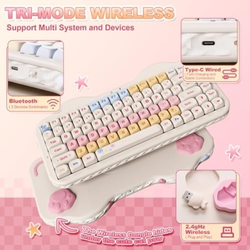 YUNZII C75 Wireless Mechanical Keyboard with Cute Cake Design
