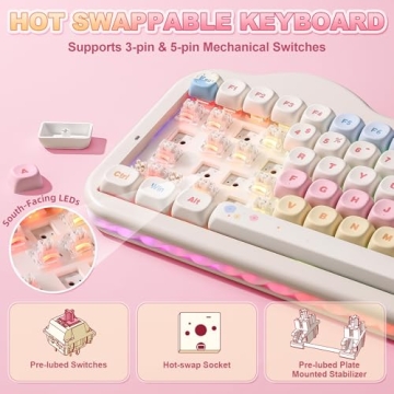 YUNZII C75 Wireless Mechanical Keyboard with Cute Cake Design