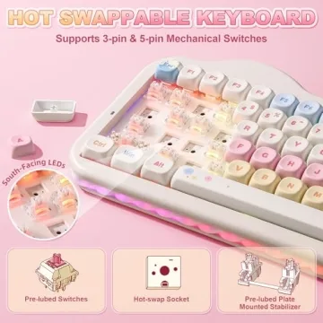 YUNZII C75 Wireless Mechanical Keyboard with Cute Cake Design