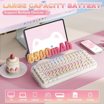 YUNZII C75 Wireless Mechanical Keyboard with Cute Cake Design